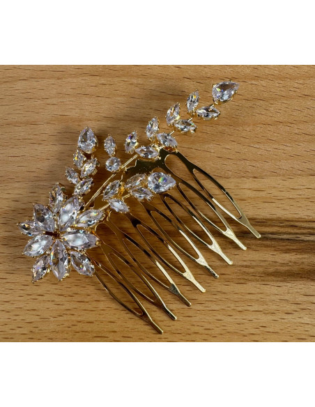 GRZEBIEŃ wsuwany do włosów wtykowy ozdobny diamenty złoty Lolita Akcesoria