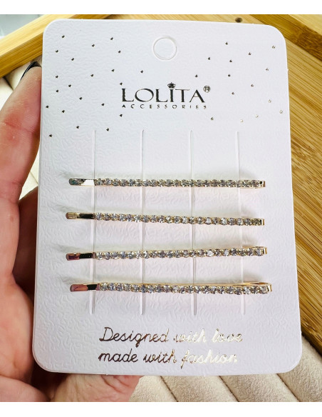 Wsuwki z cyrkoniami zestaw 4 sztuki złote Lolita Accessories