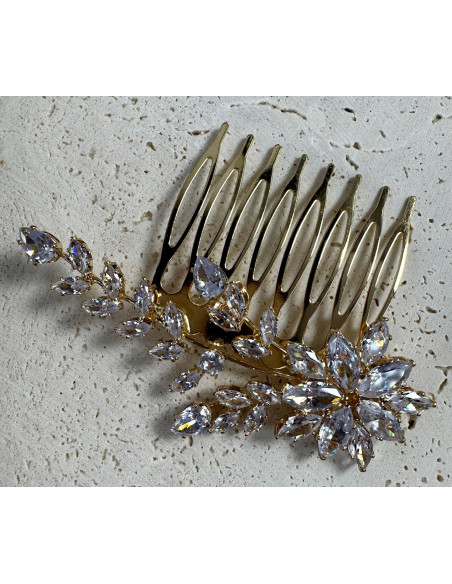 GRZEBIEŃ wsuwany do włosów wtykowy ozdobny diamenty złoty Lolita Akcesoria