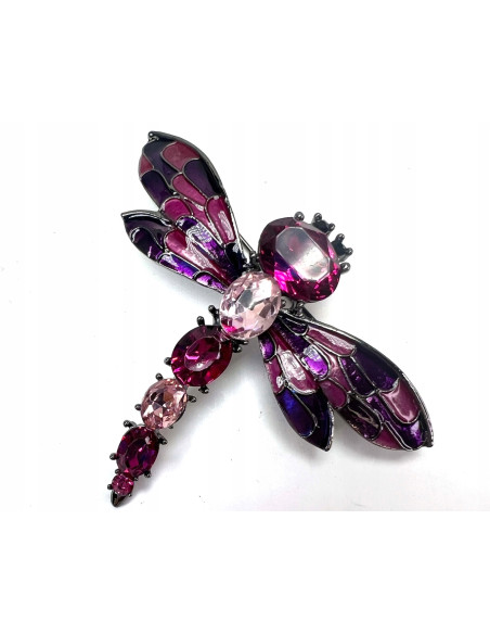 Broszka Brosza Ważka z kamieniami Lolita Accessories odcienie różu