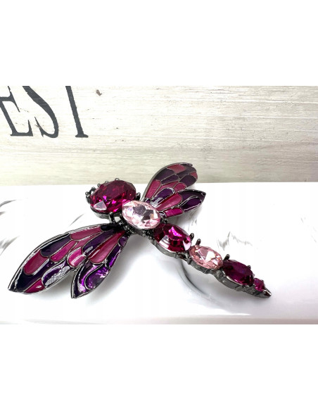 Broszka Brosza Ważka z kamieniami Lolita Accessories odcienie różu