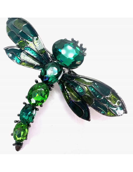 Broszka Brosza Ważka z kamieniami Lolita Accessories odcienie zieleni