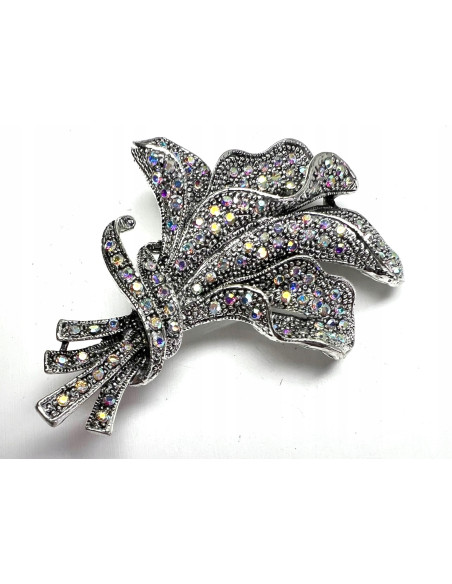 Klasyczna Broszka Brosza stare srebro Lolita Accessories Crystal AB