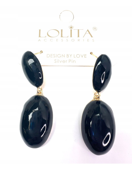 Kolczyki Wiszące Srebrny sztyft 925 Lolita Accessories Natura czarny