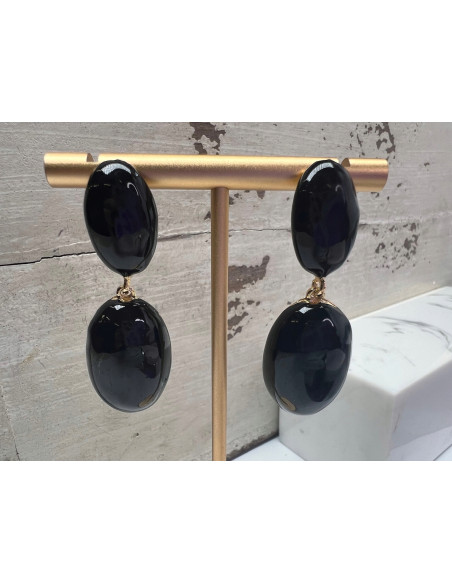 Kolczyki Wiszące Srebrny sztyft 925 Lolita Accessories Natura czarny