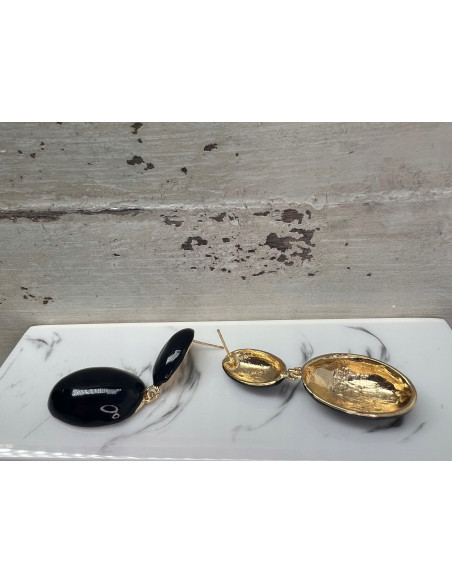 Kolczyki Wiszące Srebrny sztyft 925 Lolita Accessories Natura czarny