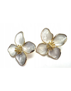 Pozłacane Kolczyki Kwiatek Srebrny sztyft 925 Lolita...