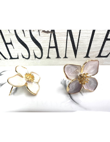 Pozłacane Kolczyki Kwiatek Srebrny sztyft 925...