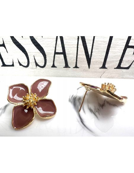 Pozłacane Kolczyki Kwiatek Srebrny sztyft 925 Lolita Accessories Kwiaty