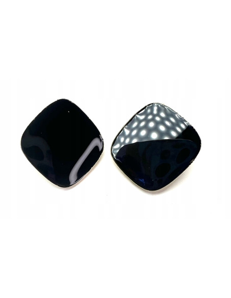 Kolczyki Kwadraty Srebrny sztyft 925 Lolita Accessories czarny