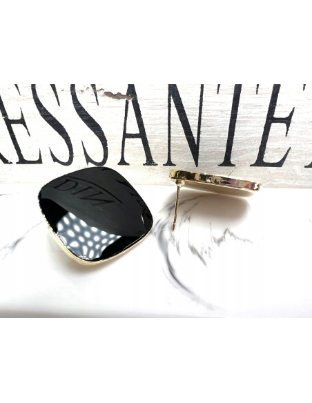 Kolczyki Kwadraty Srebrny sztyft 925 Lolita Accessories czarny