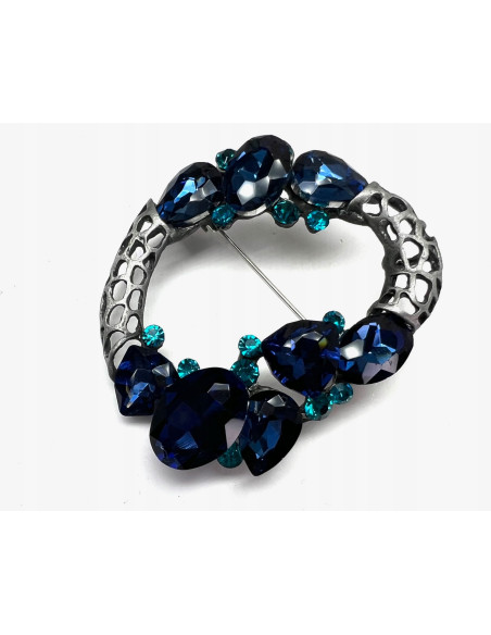 Klasyczna Broszka z niebieskimi kamieniami Lolita Accessories