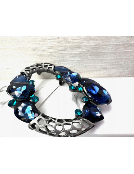 Klasyczna Broszka z niebieskimi kamieniami Lolita Accessories