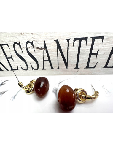 Kolczyki sztuczny bursztyn Srebrny sztyft 925...