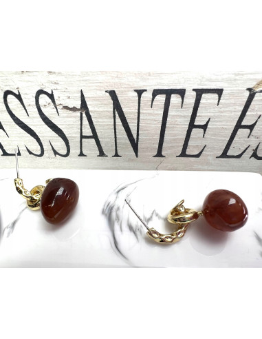 Kolczyki sztuczny bursztyn Srebrny sztyft 925...