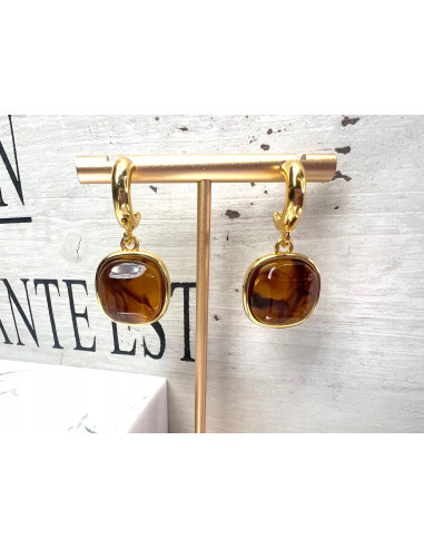 Kolczyki sztuczny bursztyn Srebrny sztyft 925...