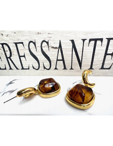 Kolczyki sztuczny bursztyn Srebrny sztyft 925...