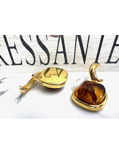 Kolczyki sztuczny bursztyn Srebrny sztyft 925...