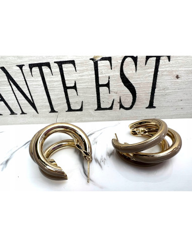 Pozłacane koła z beżową nutą Srebrny sztyft 925...