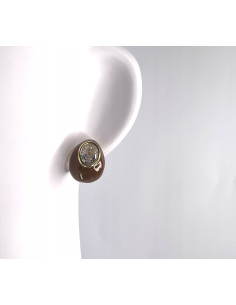 Kolczyki brazowe Butikowe z cyrkonią Srebrny sztyft 925... 2