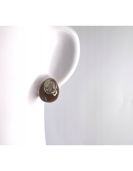 Kolczyki brazowe Butikowe z cyrkonią Srebrny sztyft 925 Lolita Accessories