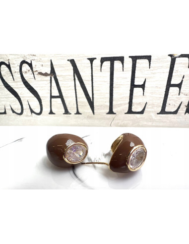 Kolczyki brazowe Butikowe z cyrkonią Srebrny...