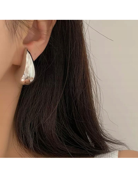 Kolczyki ze stali chirurgicznej Lolita Accessories srebrne Krople 3 CM