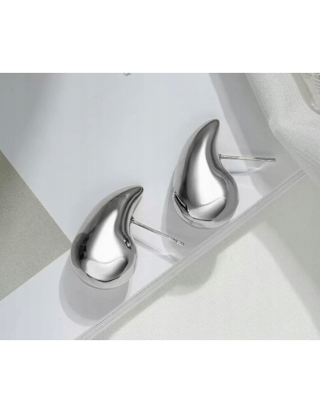 Kolczyki ze stali chirurgicznej Lolita Accessories srebrne Krople 3 CM