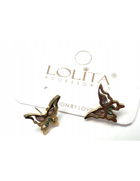 Kolczyki ze stali chirurgicznej Lolita Accessories złote Motylki