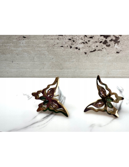 Kolczyki ze stali chirurgicznej Lolita Accessories złote Motylki