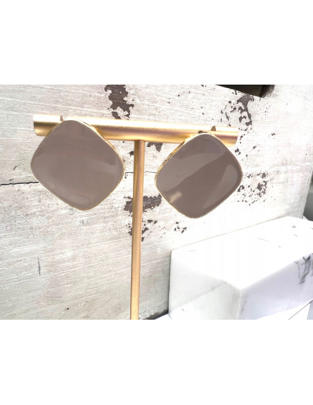 Kolczyki Kwadraty Srebrny sztyft 925 Lolita Accessories Natura Beżowe