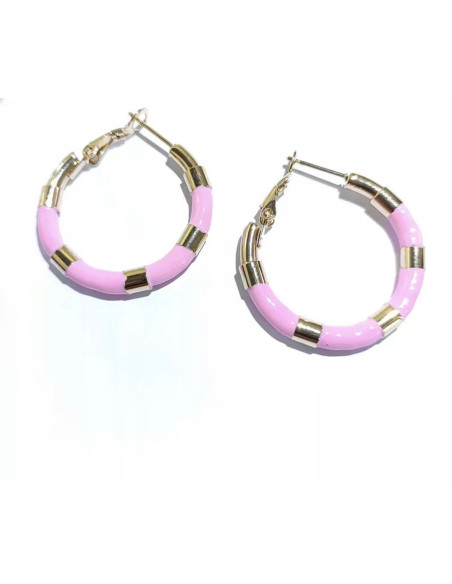 Kolczyki złote koła stal chirurgiczna nierdzewna Lolita Accessories różowe