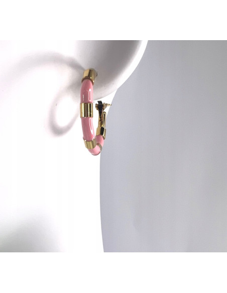 Kolczyki złote koła stal chirurgiczna nierdzewna Lolita Accessories różowe