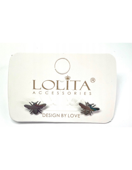 Kolczyki ze stali chirurgicznej Lolita Accessories srebrne Mucha