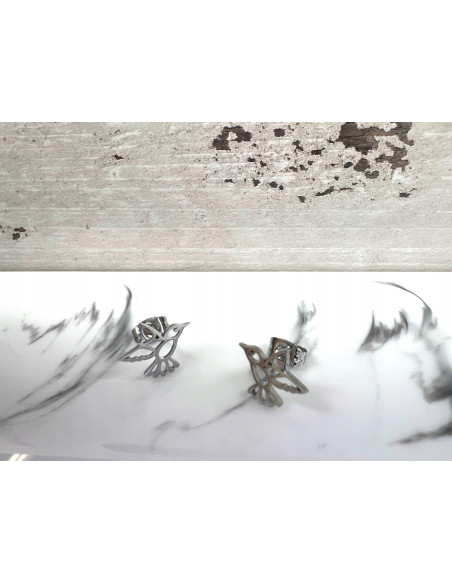 Kolczyki ze stali chirurgicznej Lolita Accessories srebrne ptaszki