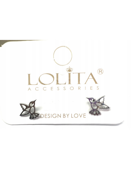 Kolczyki ze stali chirurgicznej Lolita Accessories srebrne ptaszki