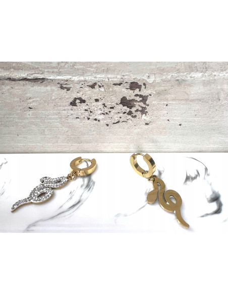 Kolczyki Wąż BOHO stal chirurgiczna Lolita Accessories złote Węże Wąż