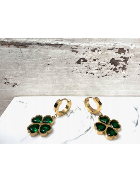 Kolczyki ze stali chirurgicznej Lolita Accessories złote Koniczynka