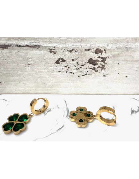 Kolczyki ze stali chirurgicznej Lolita Accessories złote Koniczynka