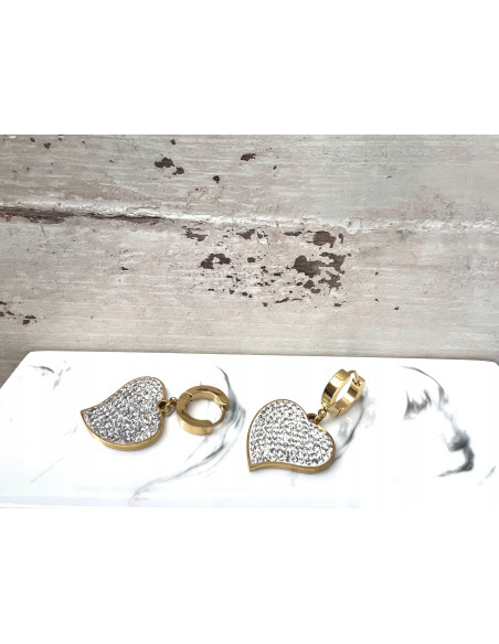 Kolczyki ze stali chirurgicznej Lolita Accessories złote Serce