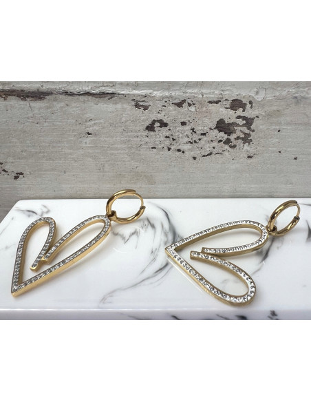 Kolczyki ze stali chirurgicznej Lolita Accessories złote Serce