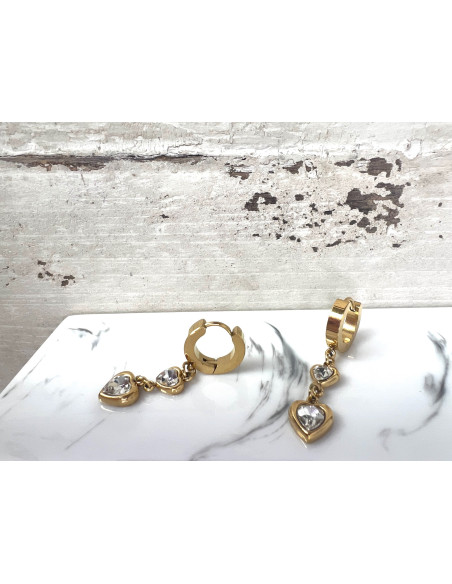 Kolczyki ze stali chirurgicznej Lolita Accessories złote Serce