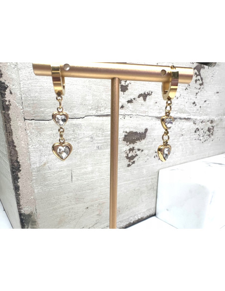 Kolczyki ze stali chirurgicznej Lolita Accessories złote Serce