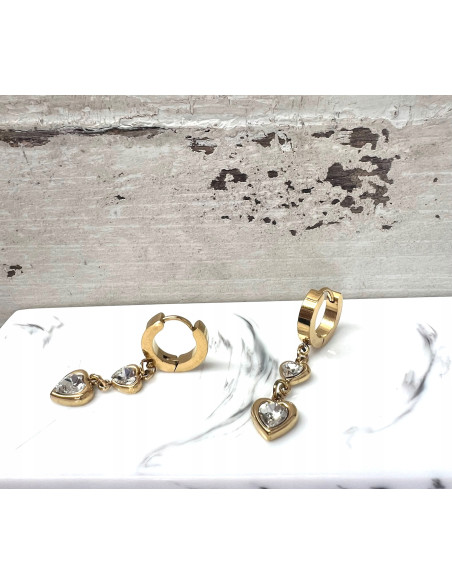 Kolczyki ze stali chirurgicznej Lolita Accessories złote Serce