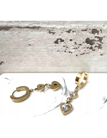 Kolczyki ze stali chirurgicznej Lolita Accessories złote Serce