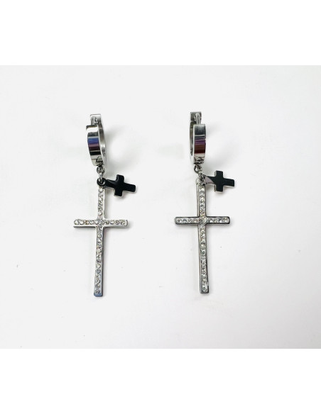 Kolczyki krzyże ze stali chirurgicznej Lolita Accessories srebrny