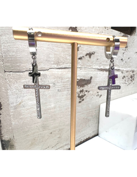 Kolczyki krzyże ze stali chirurgicznej Lolita Accessories srebrny