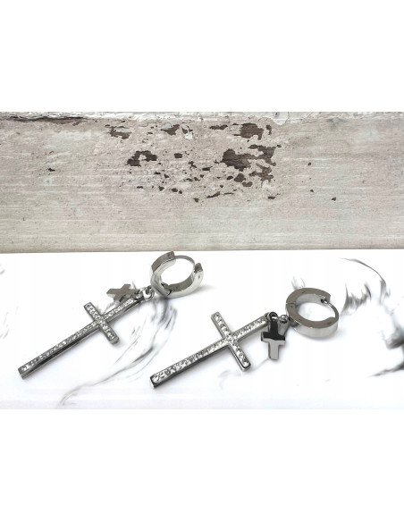 Kolczyki krzyże ze stali chirurgicznej Lolita Accessories srebrny