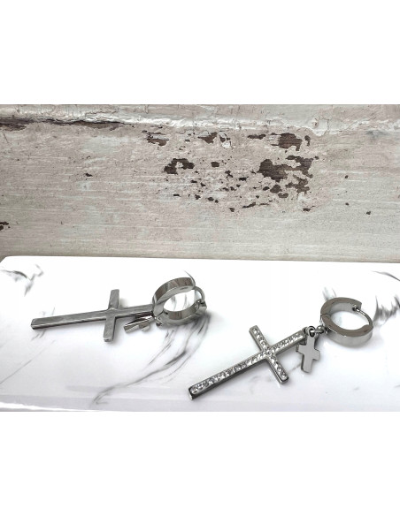 Kolczyki krzyże ze stali chirurgicznej Lolita Accessories srebrny