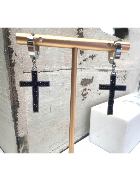 Kolczyki krzyże ze stali chirurgicznej Lolita Accessories srebrny